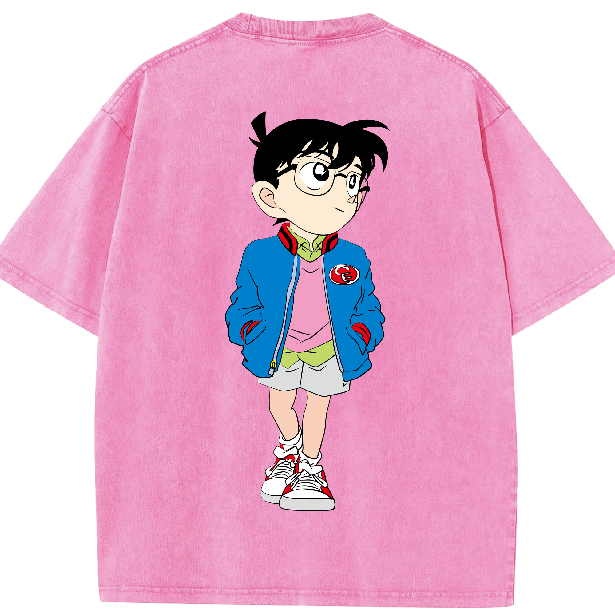（画像用） 名探偵コナン 江戸川 コナン Detective Conan Conan Edogawa 綿100% ヴィンテージ風 半袖Tシャツ（背面プリント）